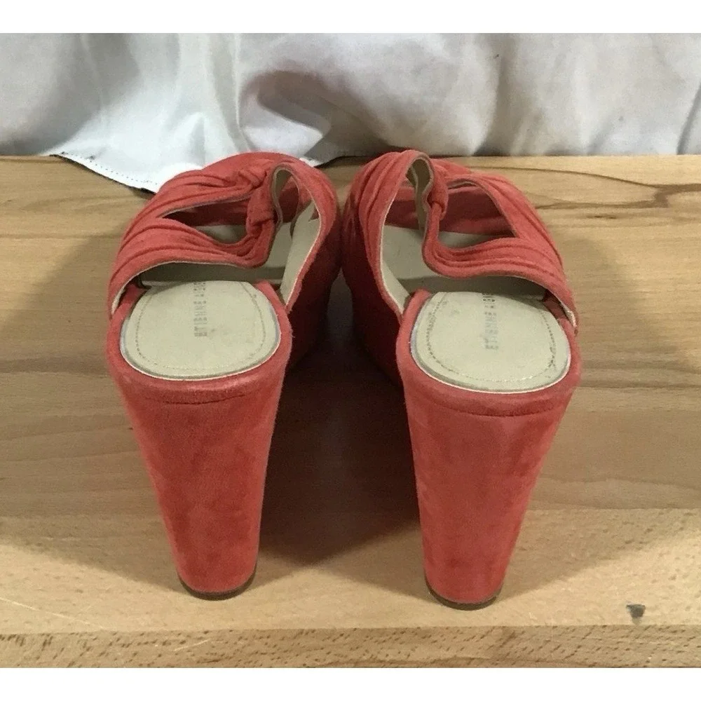 Etienne‎ Aigner Suede Red Heels Size 7.5 Made In Italy Excellent Condition No Bx